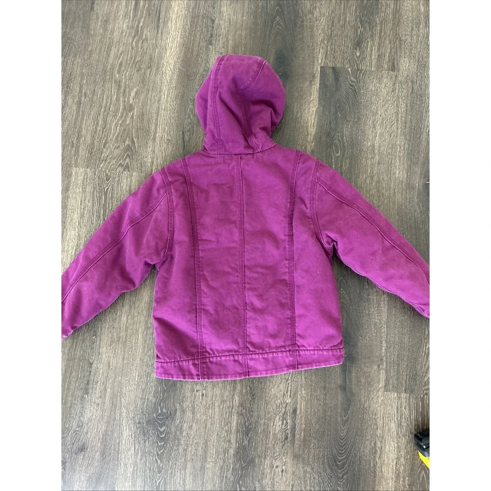 Carhartt Jacket Girls  XS 6 Purple Canvas Sherpa Lined Outdoor Hiking Camping